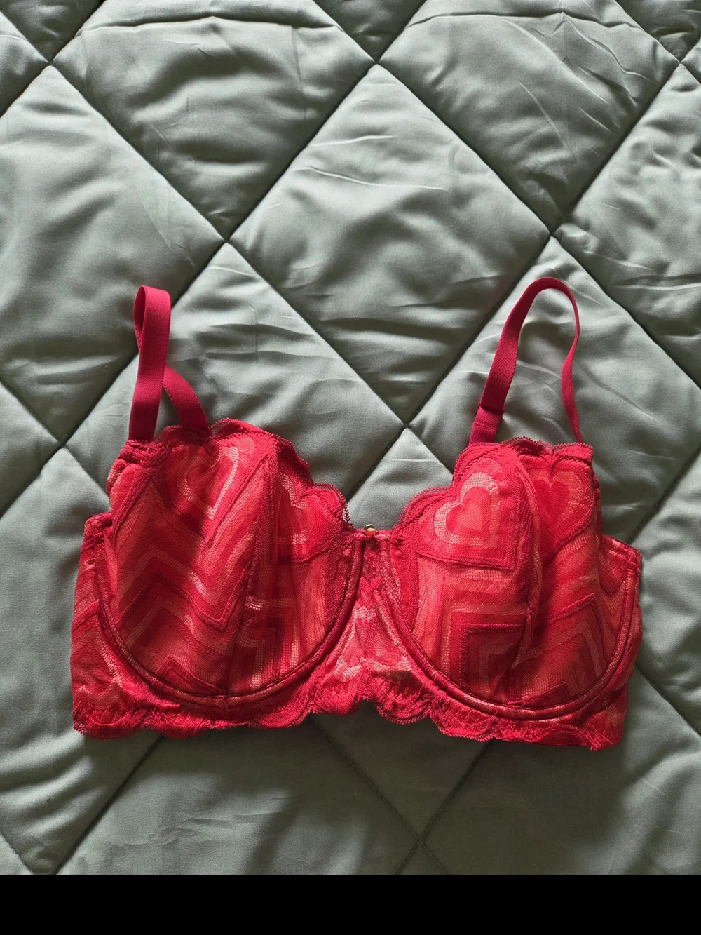 Adore Me Red Lace Underwire Longline Bra